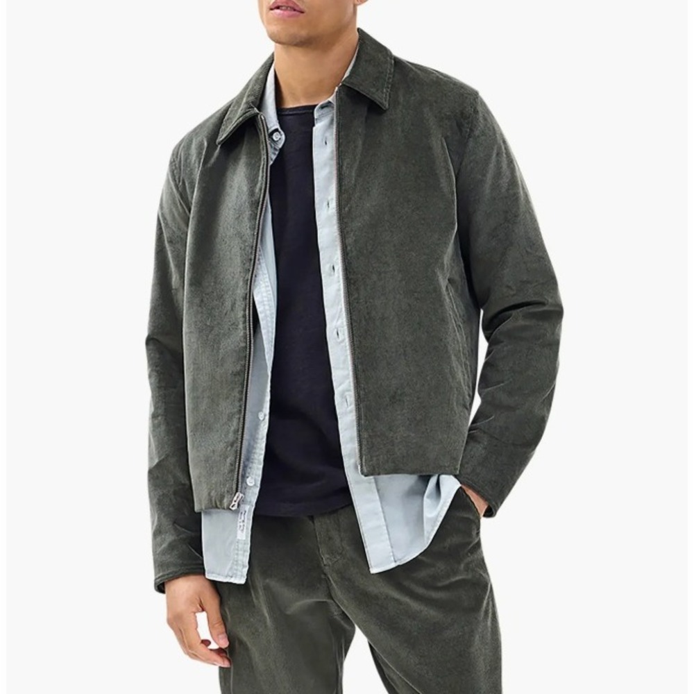 Rag & Bone NEW Melrose Corduroy Jacket Large Dark Shadow Grey Zip Up Harrington